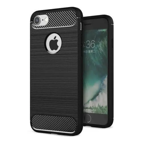 iPhone 8 hoesje brushed carbon fiber zwart